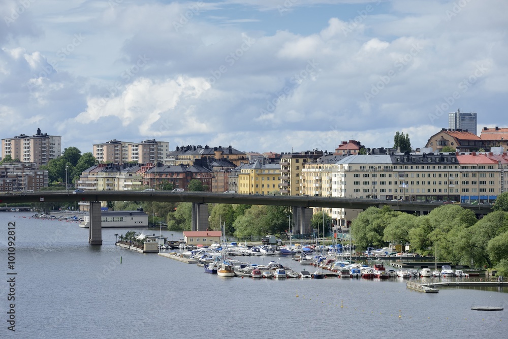 Obraz premium Stockholm embankment with boats
