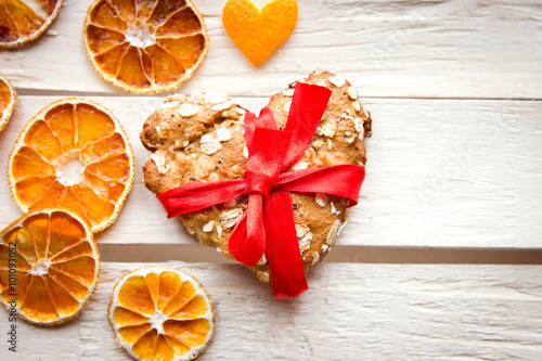 Valentine's day cookie with dried oranges