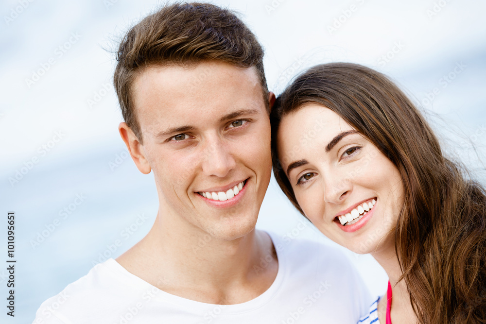Romantic young couple on the beach Romantic young couple on the beach
