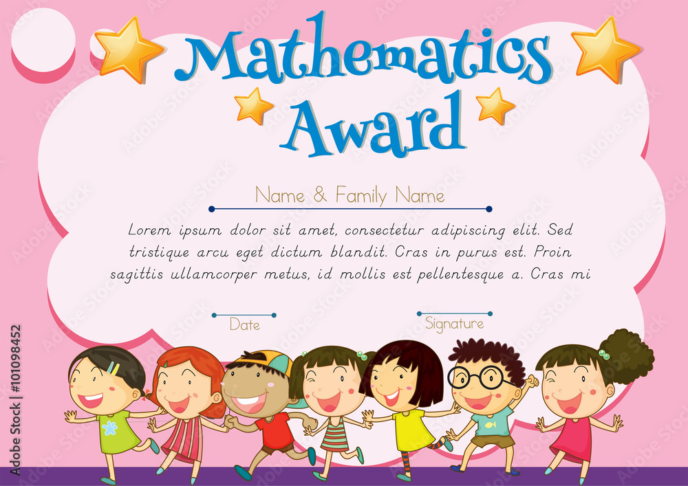 Certificate of mathematics award Certificate of mathematics award