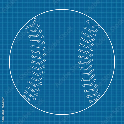 Baseball ball Icon. Blueprint Background.