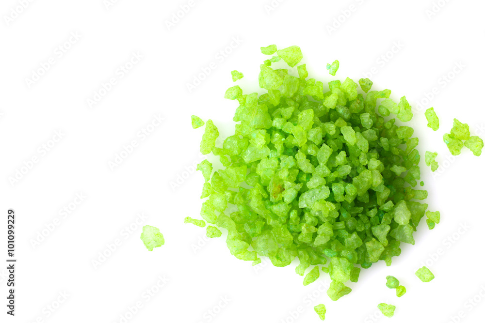 a bunch of green sea salt isolated on white background a bunch of green sea salt isolated on white background