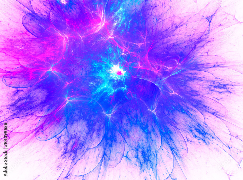 Blue - pink glow, flash. Space wind. The abstract image. Digital