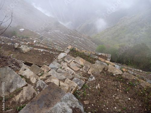 choquequirao inka ruin in peruvian mountain jungle photo