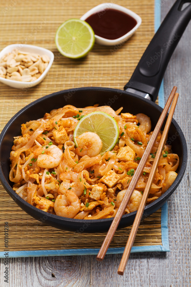 Pad Thai. Thailand's national dishes, stir-fried rice noodles Pad Thai. Thailand's national dishes, stir-fried rice noodles