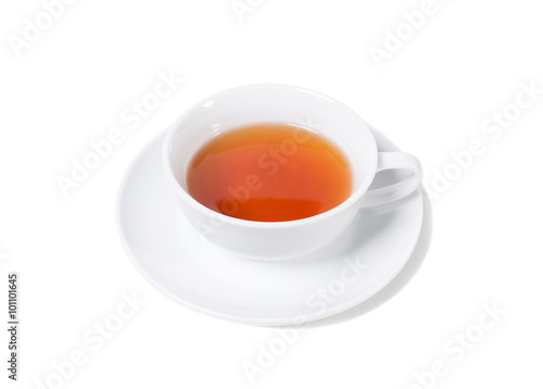 Porcelain cup of aromatic black tea.