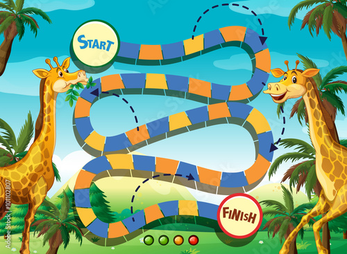 Game template with giraffe in the jungle background