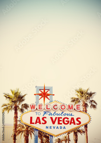 Canvas Print Retro stylized Welcome To Las Vegas Sign with copy space.