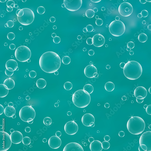 Texture water with bubbles on a turquoise background. Circle and liquid  light design  clear soapy shiny  vector illustration.