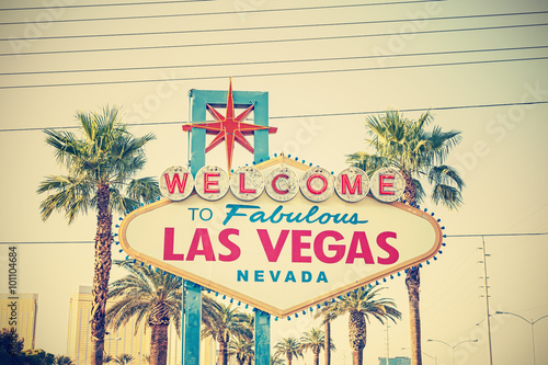 Cross processed photo of the Welcome To Las Vegas Sign, USA.