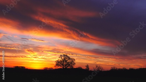 morning sunrise over countryside landscape timelapse