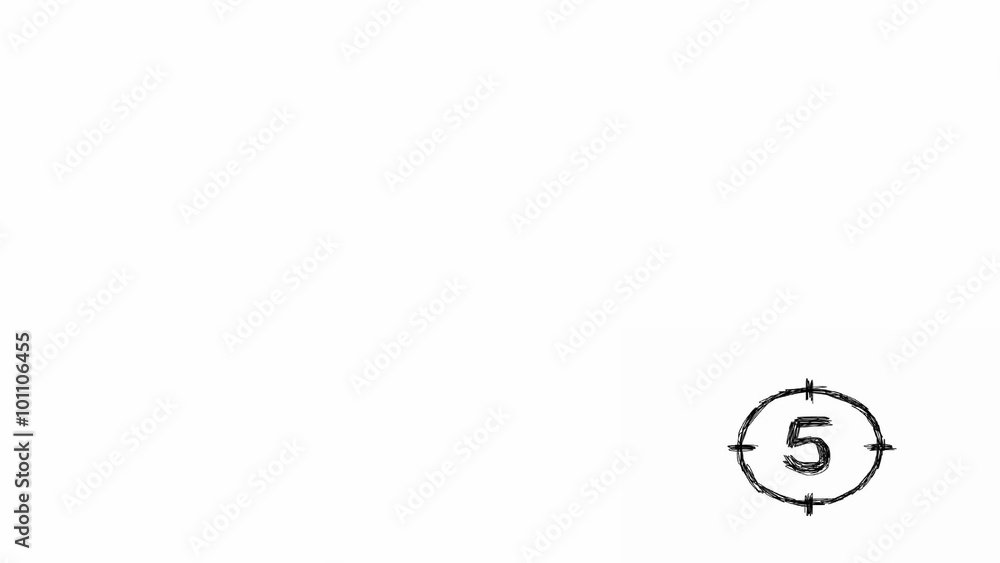 stop motion countdown from nine to zero, start with the circle target at the corner of the screen, on white background stop motion countdown from nine to zero, start with the circle target at the corner of the screen, on white background