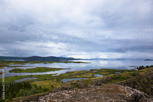 Thingvellir National Park - famous area in Iceland right on the spot where atlantic tectonic plates meets. UNESCO World Heritage Site