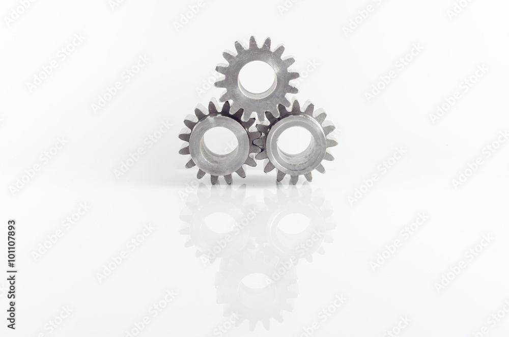 gears on isolated with reflect
