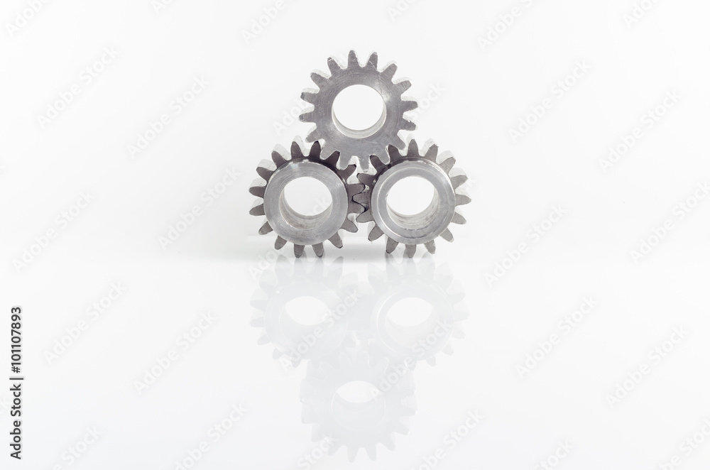 gears on isolated with reflect gears on isolated with reflect