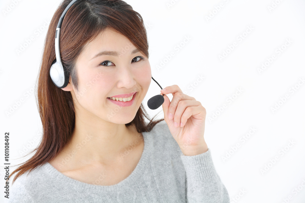 ヘッドセット・若い女性