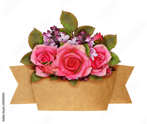 Rose and lilac flowers bouq...