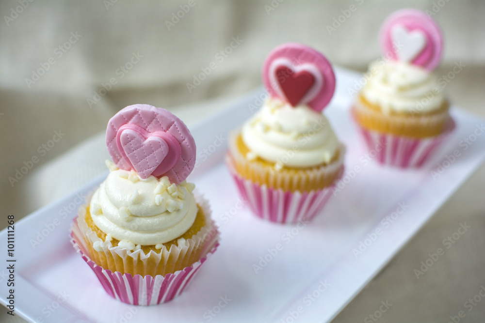 Valentine's french vanilla cupcake with heart gum paste topper