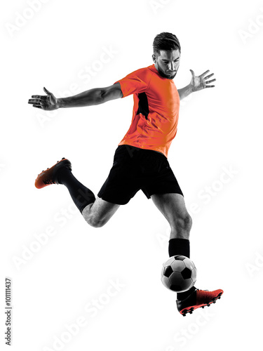 Fototapeta Naklejka Na Ścianę i Meble -  Soccer player Man Isolated silhouette