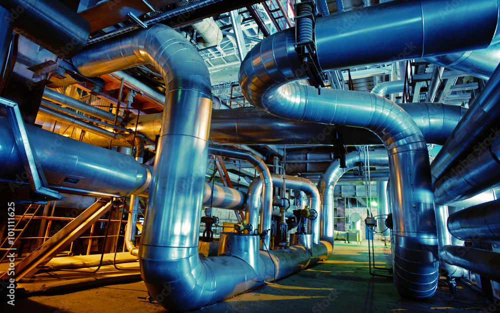 Industrial zone, Steel pipelines and valves Industrial zone, Steel pipelines and valves
