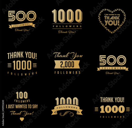 Thank you followers, badges, stickers and labels