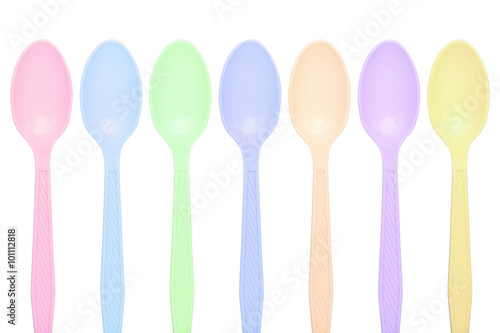 Pastel color Spoon isolated on white background.