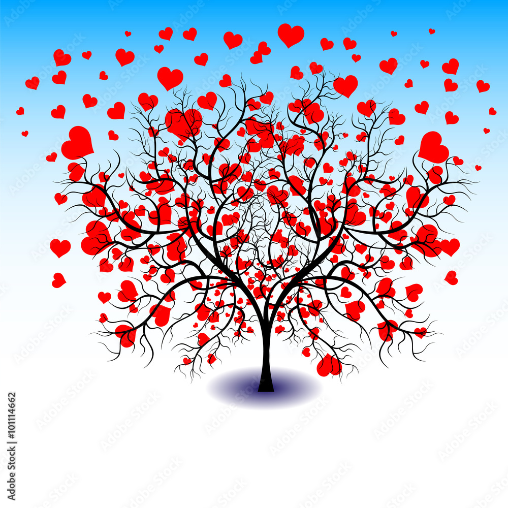 Lovely hearts on tree
