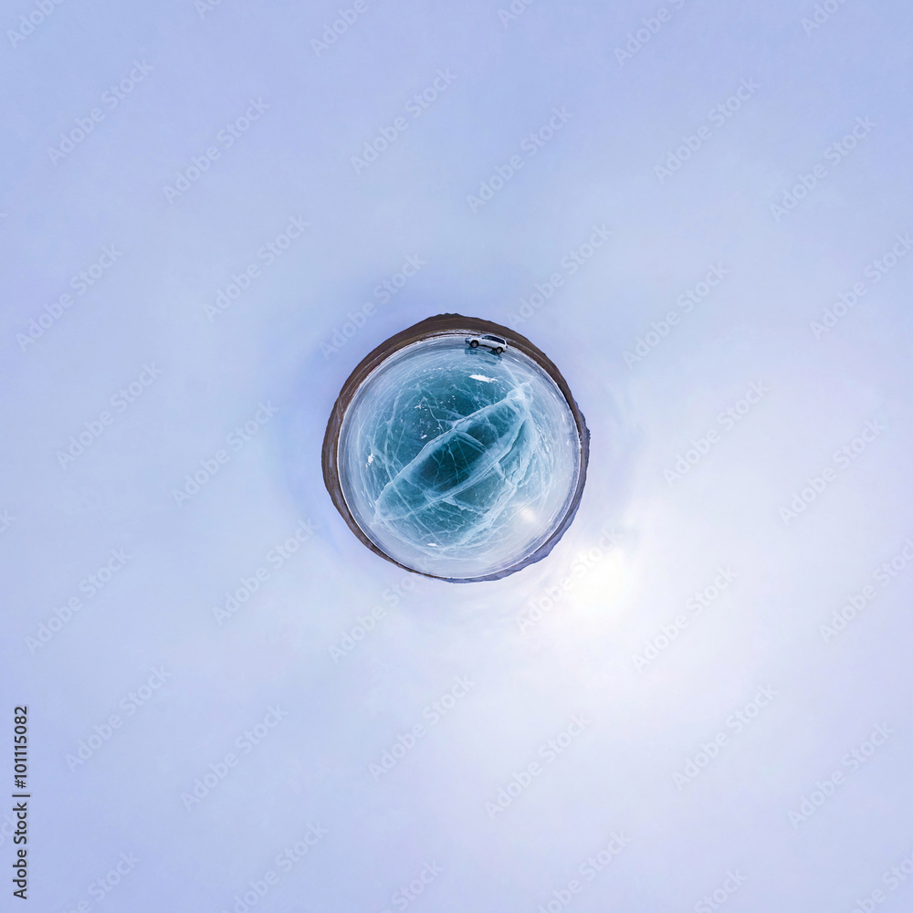 Sphere of the ice in the cracks. little planet Sphere of the ice in the cracks. little planet