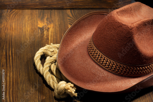 cowboy hat on wood