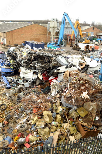 Large metal recycling site in London, England