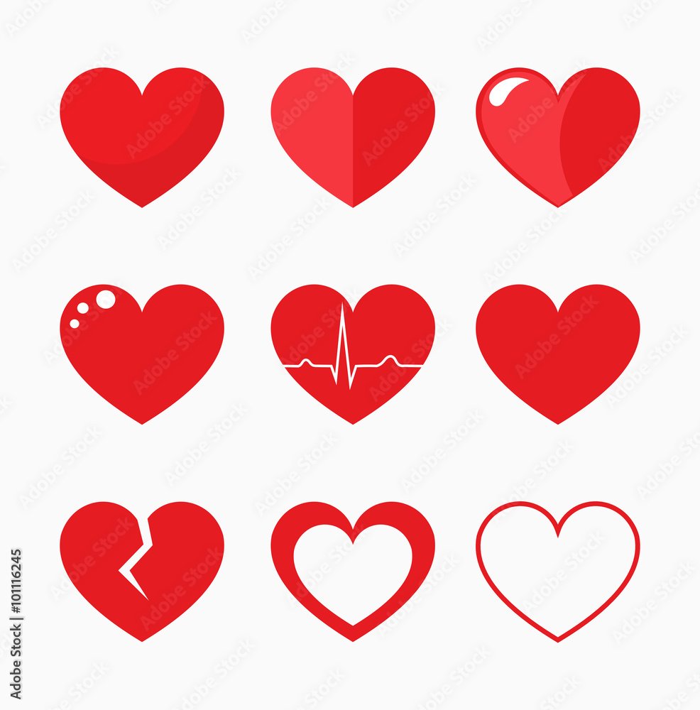 Hearts collection vector - obrazy, fototapety, plakaty 