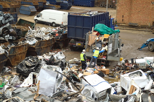 Large metal recycling site in London, England