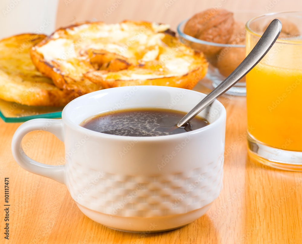 cup of coffee and breakfast cup of coffee and breakfast
