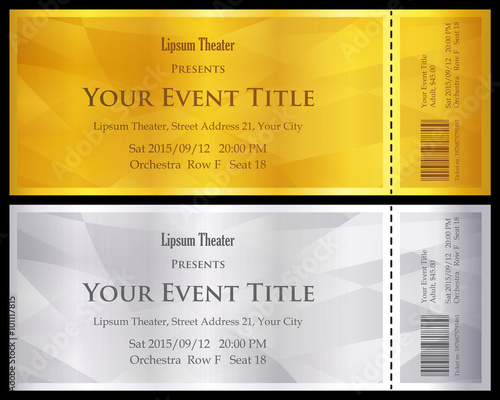 Modern gold and silver ticket with abstract background
