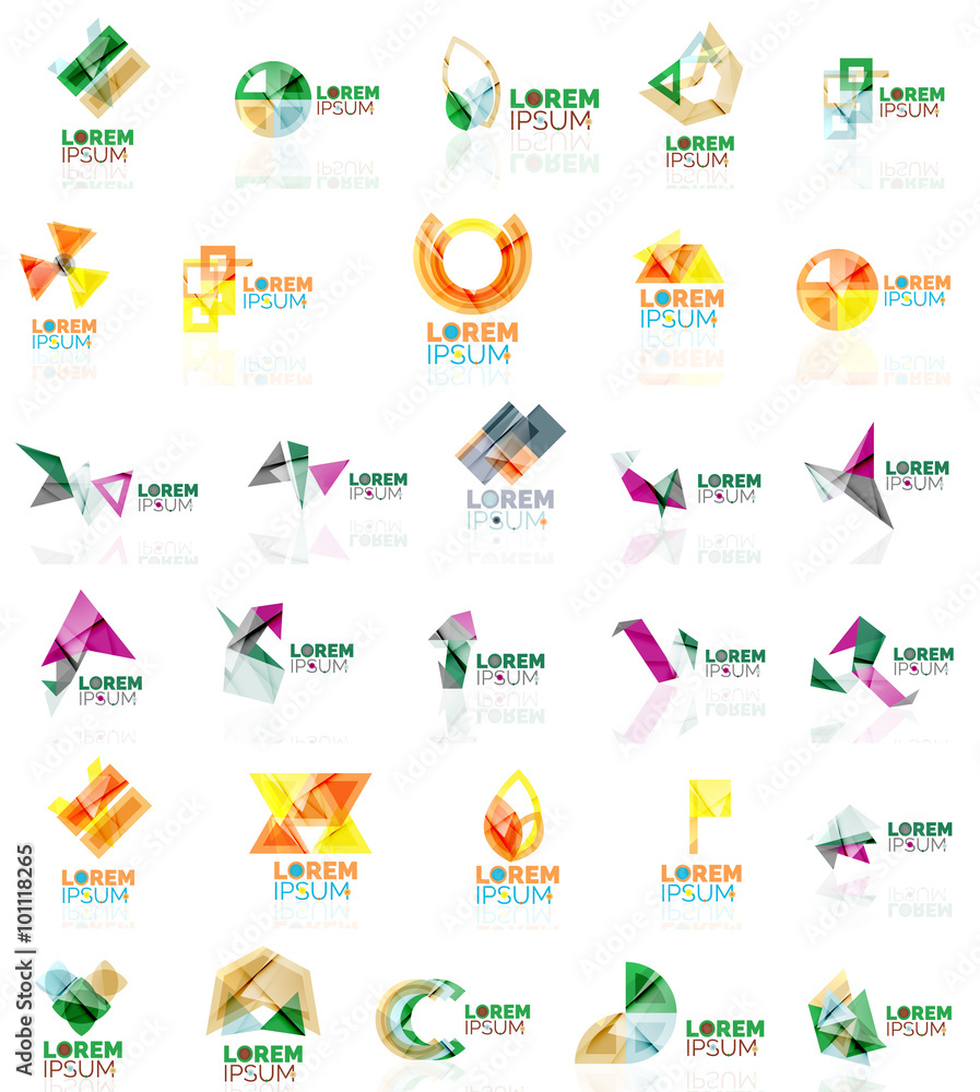 Collection of colorful abstract origami logos