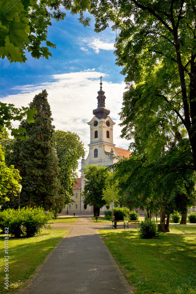 Town of Bjelovar park and church