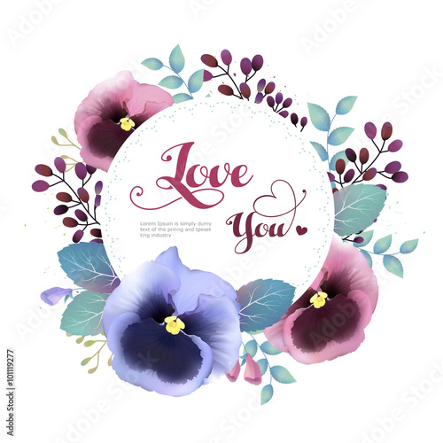 attractive pansy greeting card