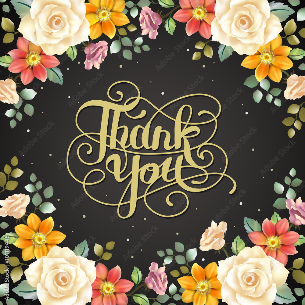 Thank you decorative calligraphy poster design Stock Vector | Adobe Stock