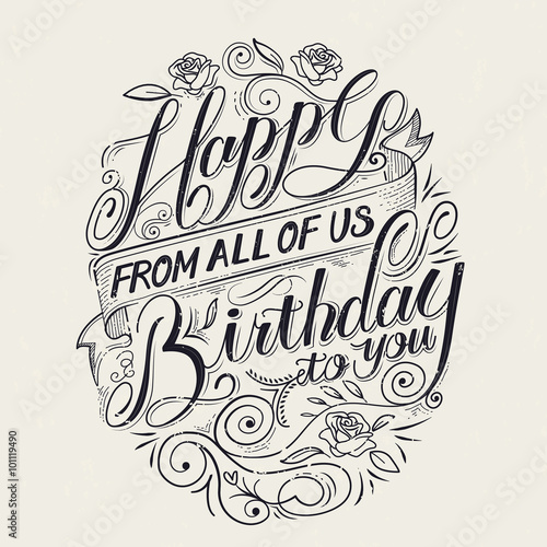 Happy birthday to you calligraphy poster