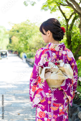 The back view of Woman wearing kimono