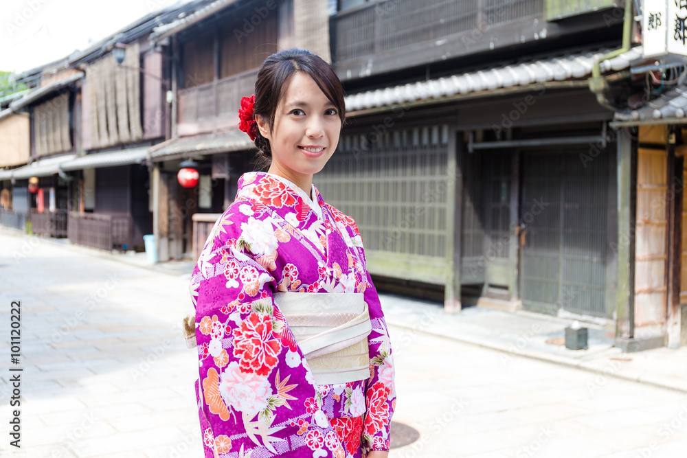 Japanese Woman with japanese kimono at kyoto