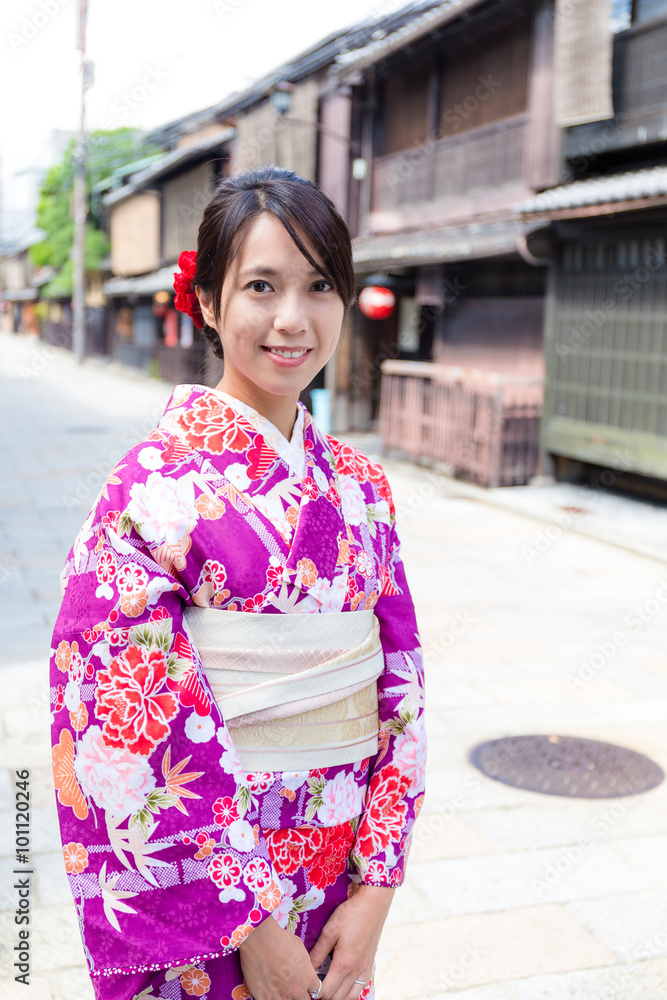 Woman with japanese kimono at kyoto
