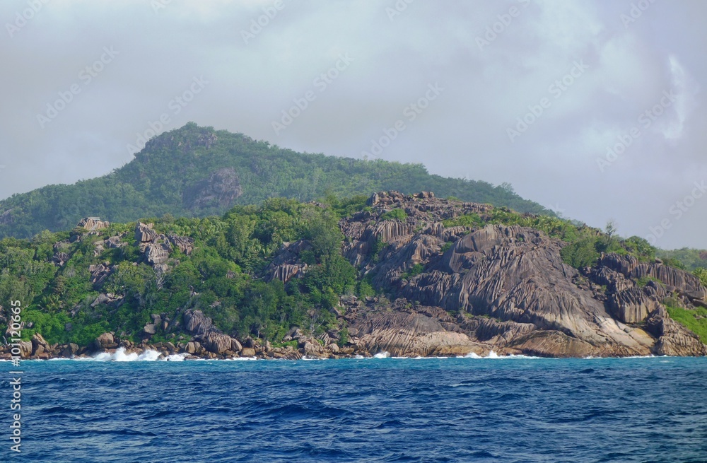 View of La Digue island in the Seychelles