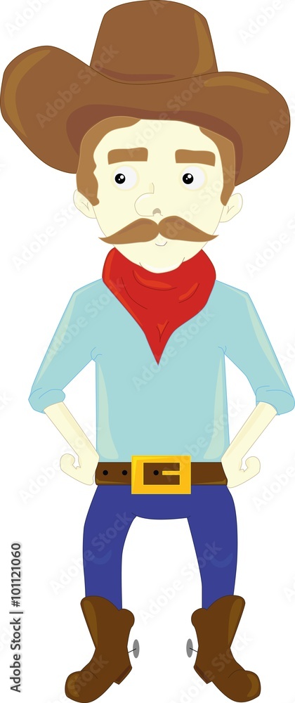 A cartoon illustration of american cowboy