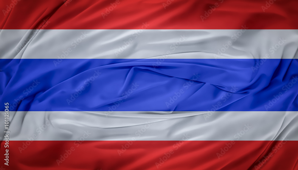 Naklejka premium Thailand Flag silk fabric background