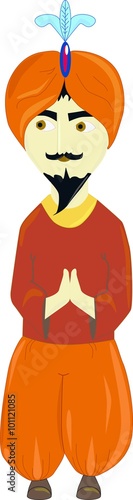 A cartoon illustration of classic indian man