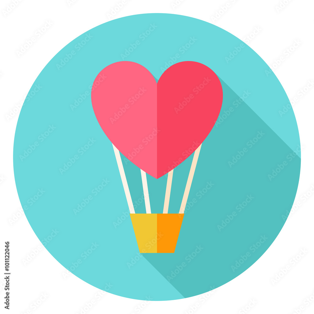 Air Balloon with Heart Circle Icon Air Balloon with Heart Circle Icon