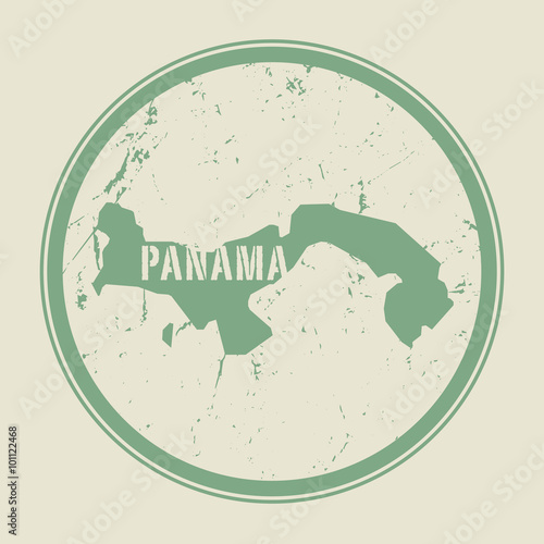 Stamp with the name and map of Panama