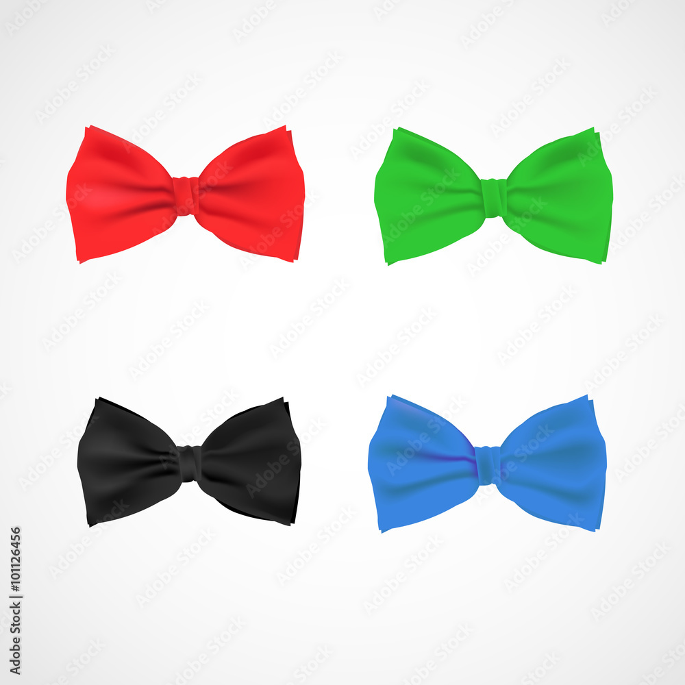 Colorful realistic ribbon bows set vector