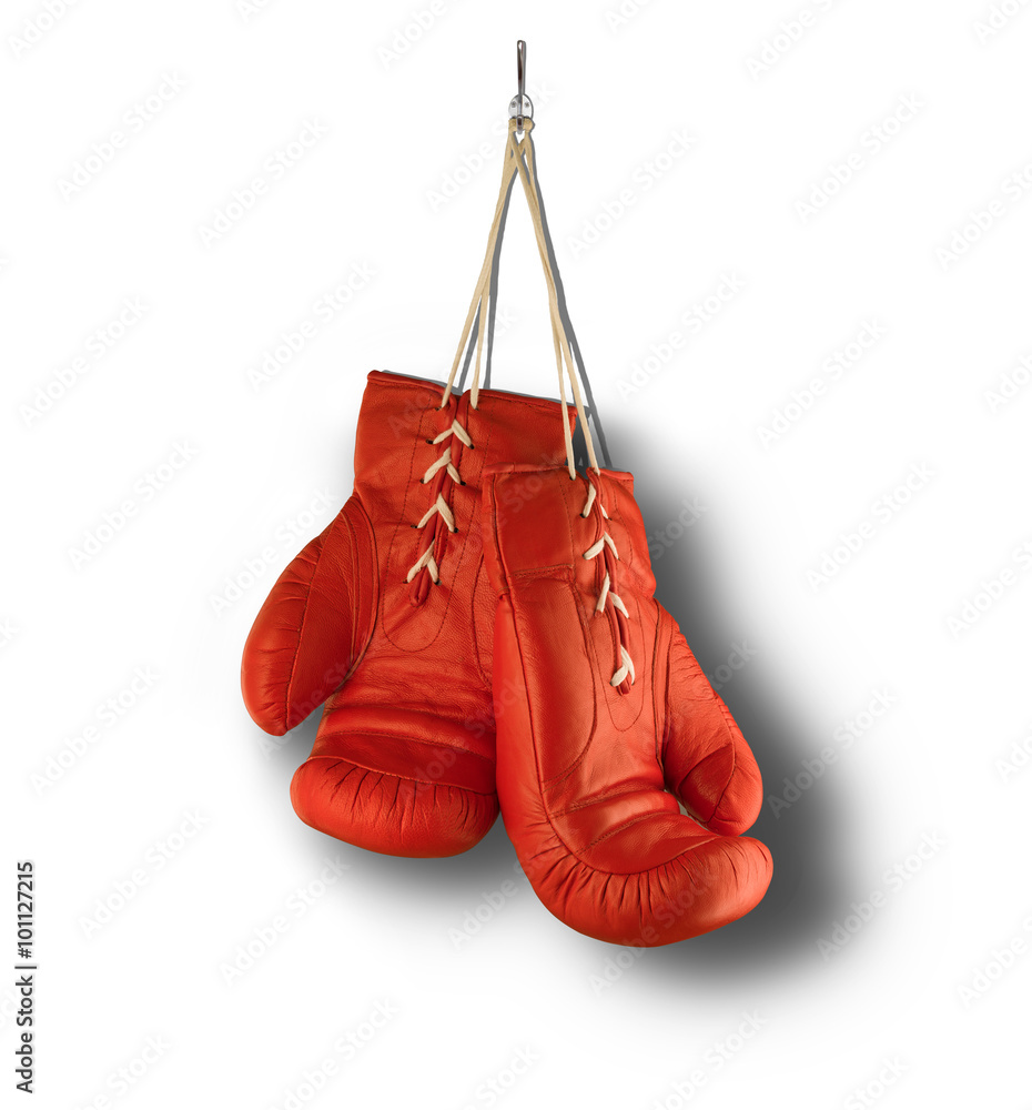 Red Boxing Gloves isolated on white background with shadow